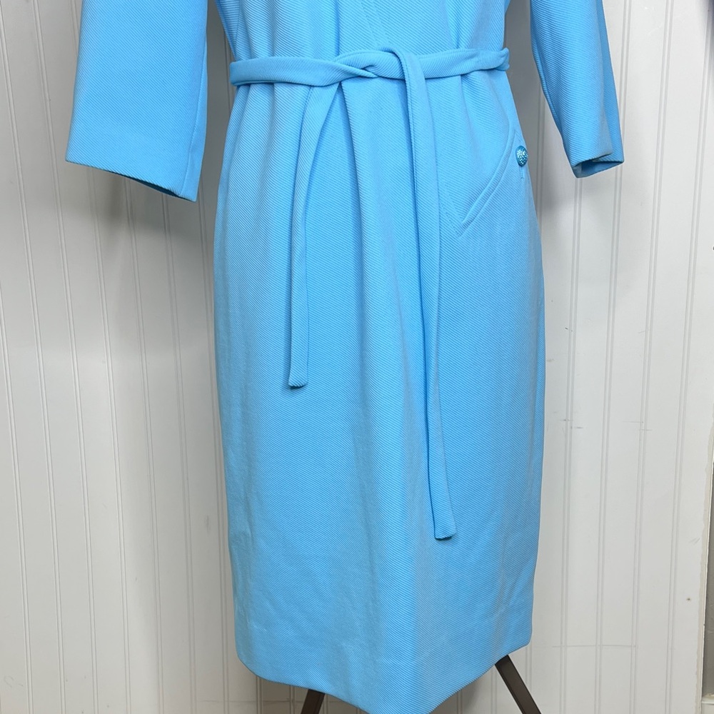 Vintage Knit Light Blue 3/4 Sleeve Dress - Picture 4 of 14